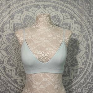 New $28 Gilly Hicks Ribbed Triangle Bralette Lounge Bra Brami Mint Green L Large